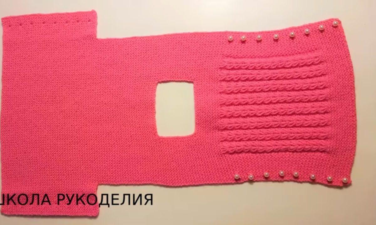 Жилет одним полотном спицами для девочки. Нужны всего две мерки