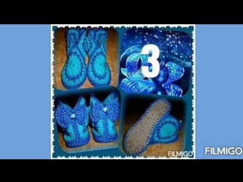 Вязаные домашние сапожки крючком. Часть 1
