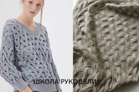 Джемпер от brunello cucinelli. Разбор узора жгут с дырами.