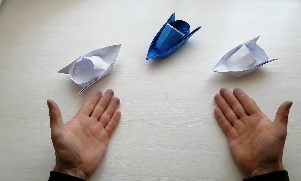 катер из бумаги — кораблик из бумаги — оригами