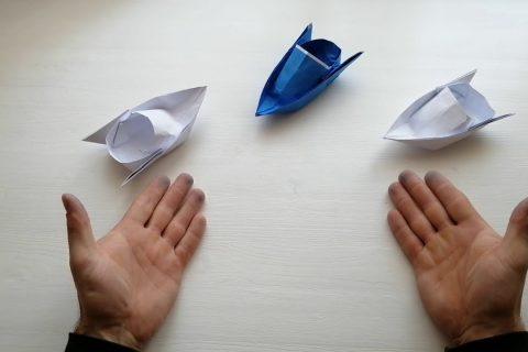 катер из бумаги — кораблик из бумаги — оригами