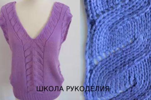 Красивый узор для топа, джемпера. Летний топ спицами.