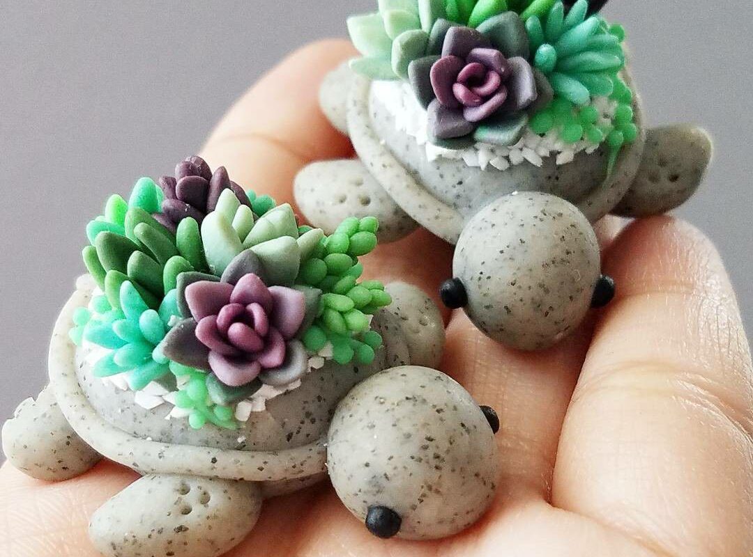Чудесный мир черепах. Миниатюрные работы от ClaybieCharms