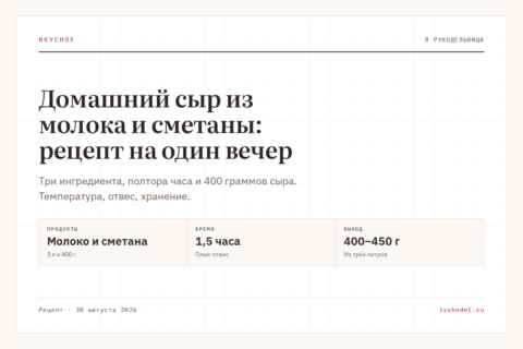 Домашний сыр из молока и сметаны: рецепт на один вечер