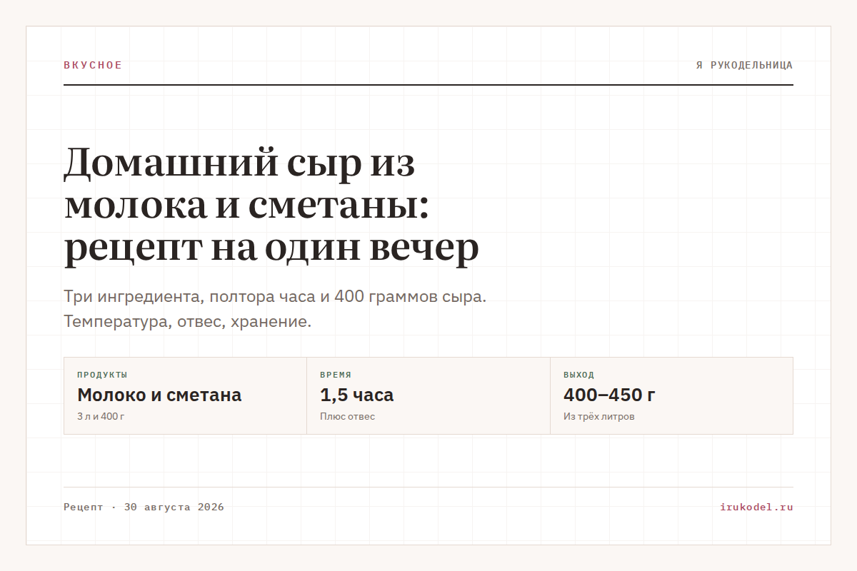 Домашний сыр из молока и сметаны: рецепт на один вечер