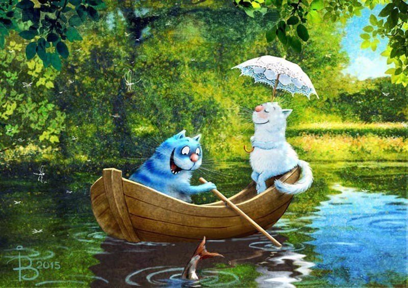 Забавные синие коты. Коллекция картин от Ирины Зенюк