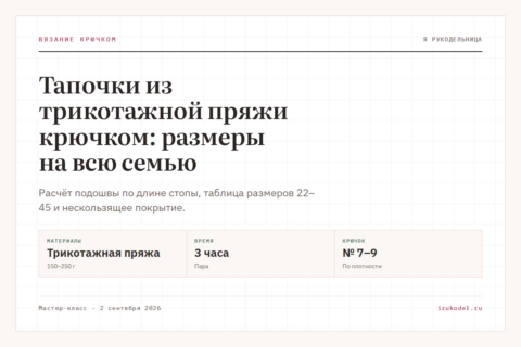 Тапочки из трикотажной пряжи крючком: размеры на всю семью