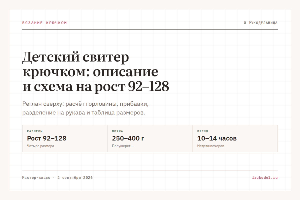 Детский свитер крючком: описание и схема на рост 92–128