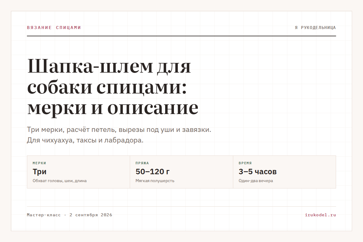Шапка-шлем для собаки спицами: мерки и описание