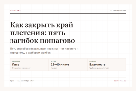 Как закрыть край плетения: пять загибок пошагово