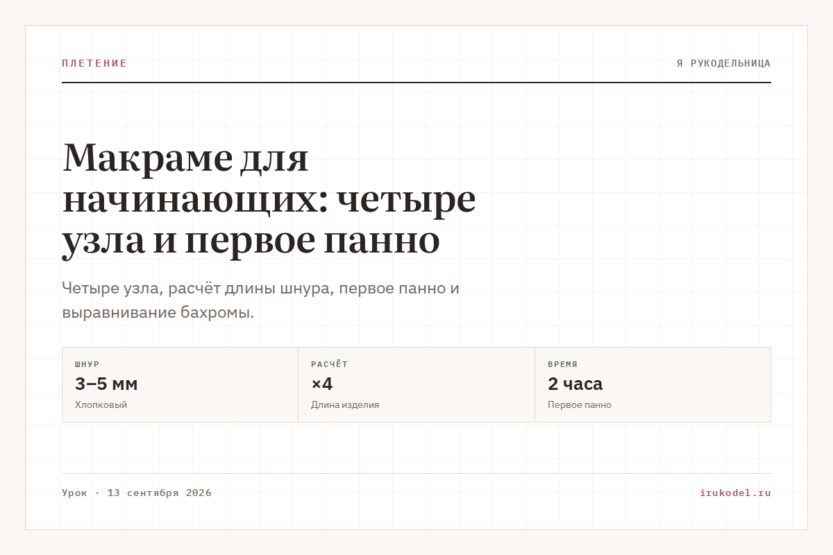 Макраме для начинающих: четыре узла и первое панно