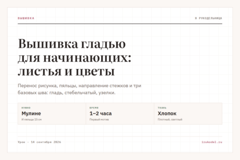 Вышивка гладью для начинающих: листья и цветы