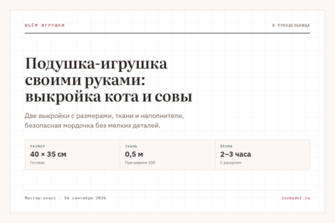 Подушка-игрушка своими руками: выкройка кота и совы