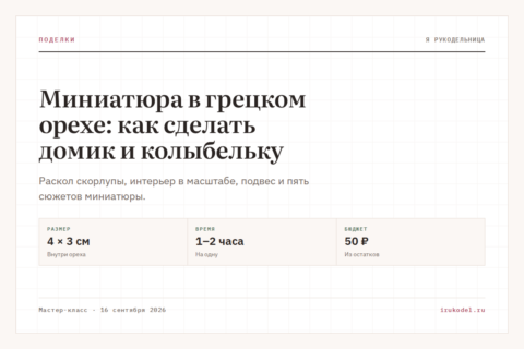 Миниатюра в грецком орехе: как сделать домик и колыбельку