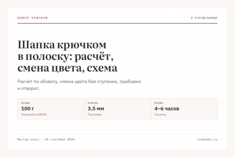 Шапка крючком в полоску: расчёт, смена цвета, схема