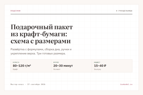 Подарочный пакет из крафт-бумаги: схема с размерами