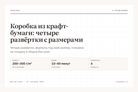 Коробка из крафт-бумаги: четыре развёртки с размерами