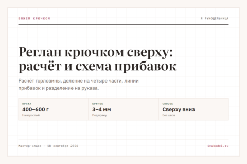 Реглан крючком сверху: расчёт и схема прибавок