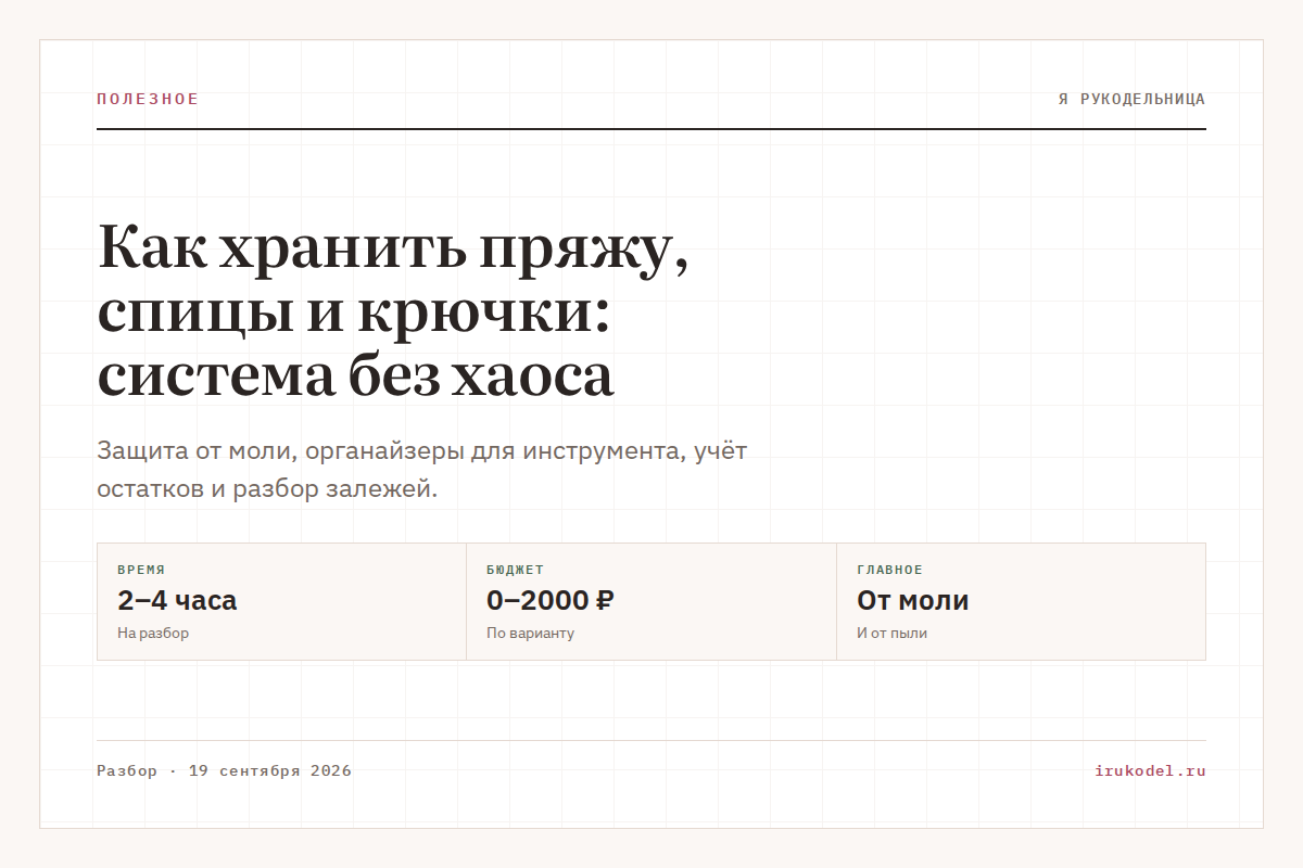 Как хранить пряжу, спицы и крючки: система без хаоса