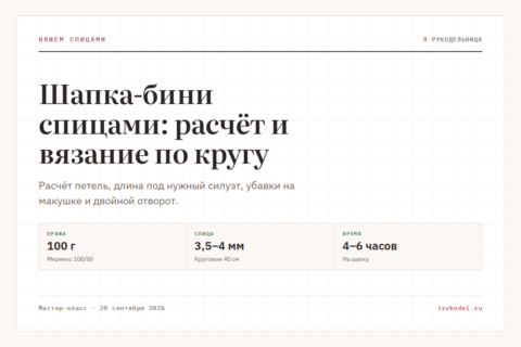 Шапка-бини спицами: расчёт и вязание по кругу