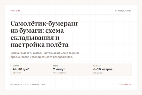 Самолётик-бумеранг из бумаги: схема складывания и настройка полёта