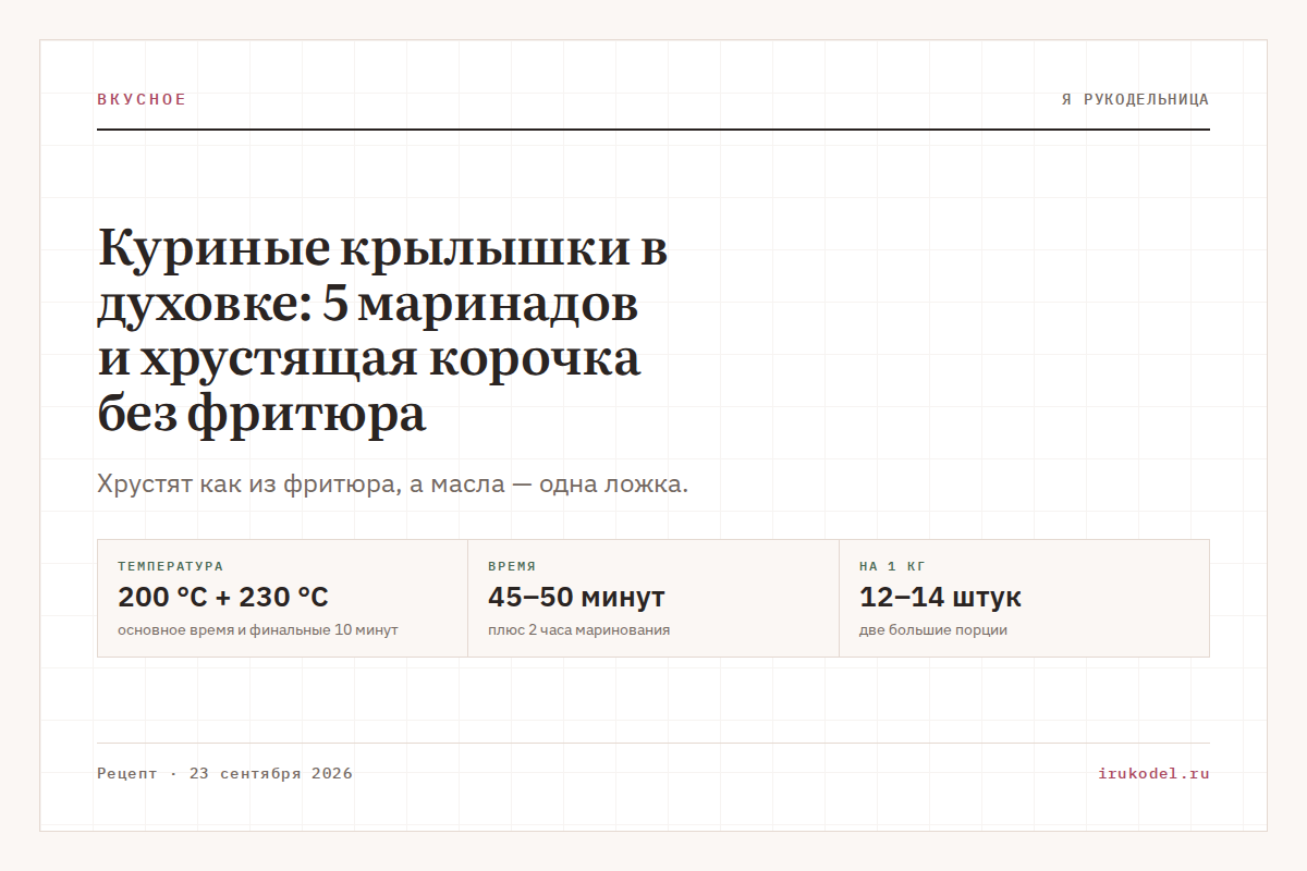 Куриные крылышки в духовке: 5 маринадов и хрустящая корочка без фритюра