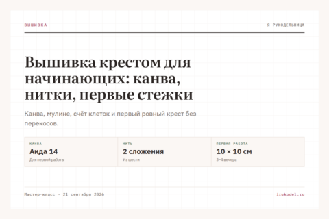 Вышивка крестом для начинающих: канва, нитки, первые стежки