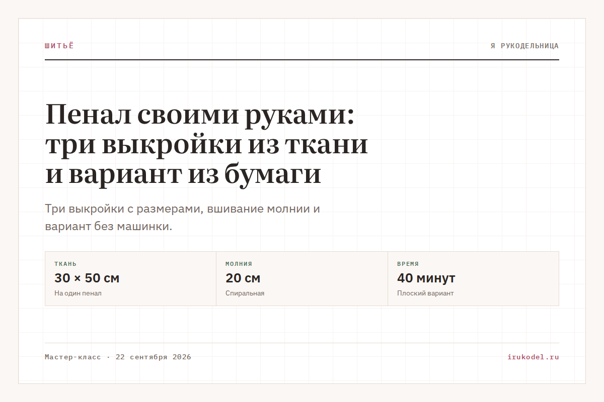 Пенал своими руками: три выкройки из ткани и вариант из бумаги