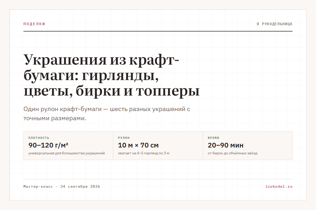 Украшения из крафт-бумаги: гирлянды, цветы, бирки и топперы