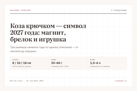 Коза крючком — символ 2027 года: магнит, брелок и игрушка