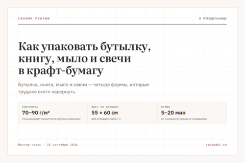 Как упаковать бутылку, книгу, мыло и свечи в крафт-бумагу