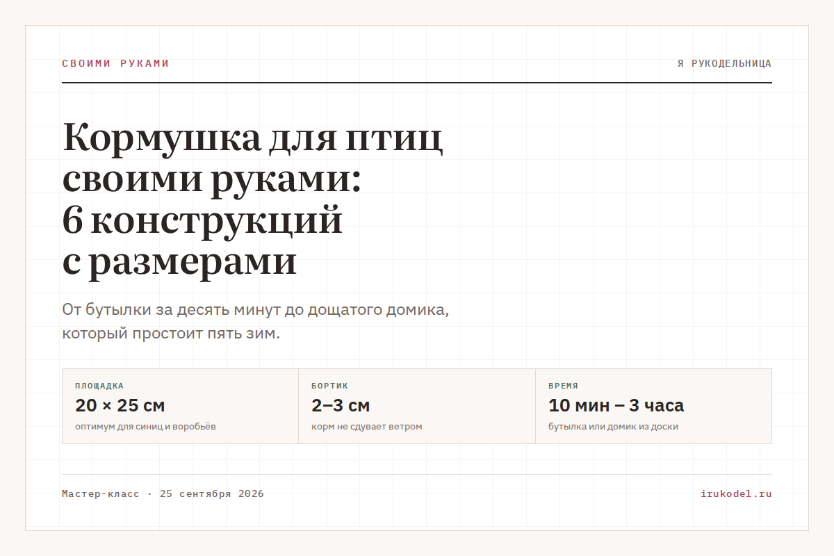 Кормушка для птиц своими руками: 6 конструкций с размерами