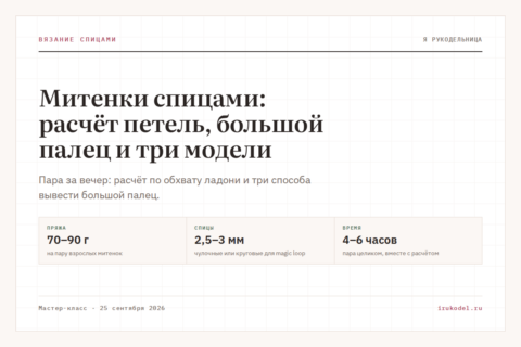 Митенки спицами: расчёт петель, большой палец и три модели