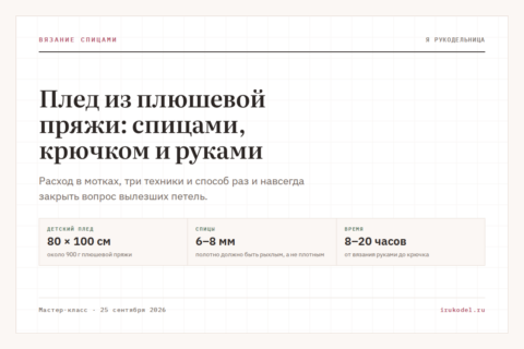 Плед из плюшевой пряжи: спицами, крючком и руками