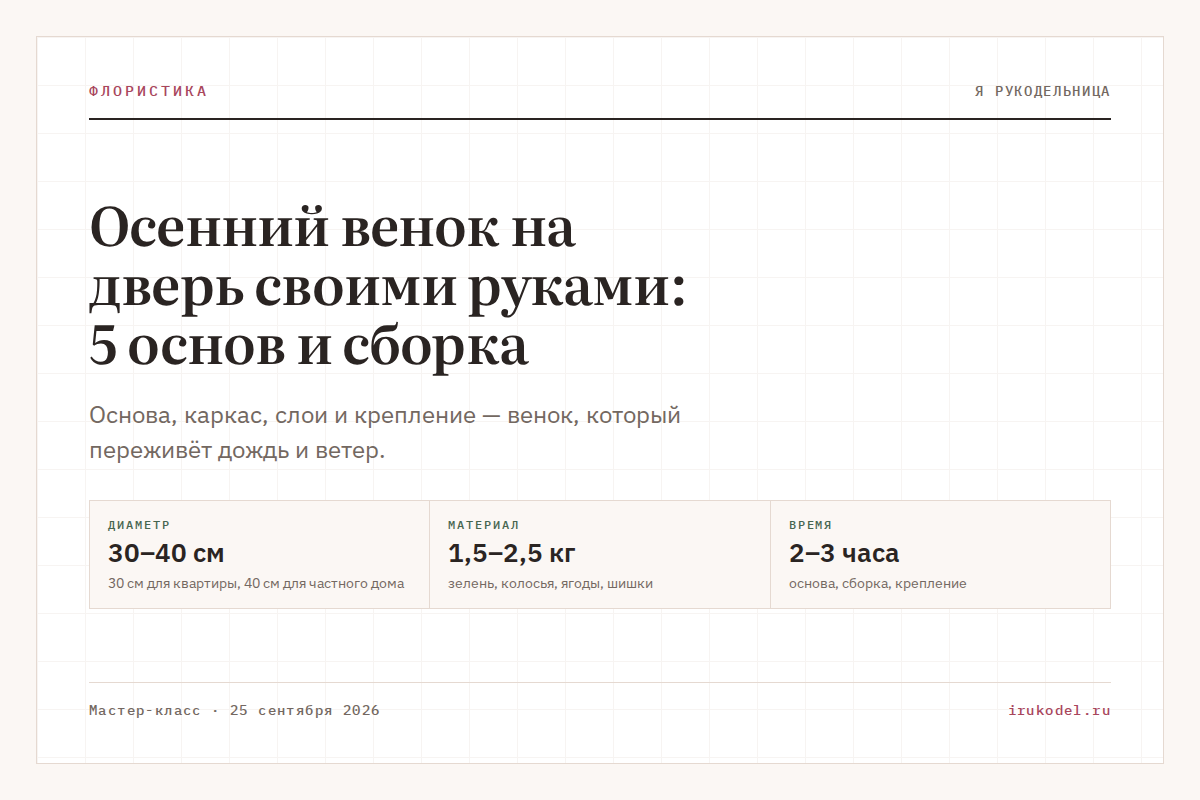 Осенний венок на дверь своими руками: 5 основ и сборка
