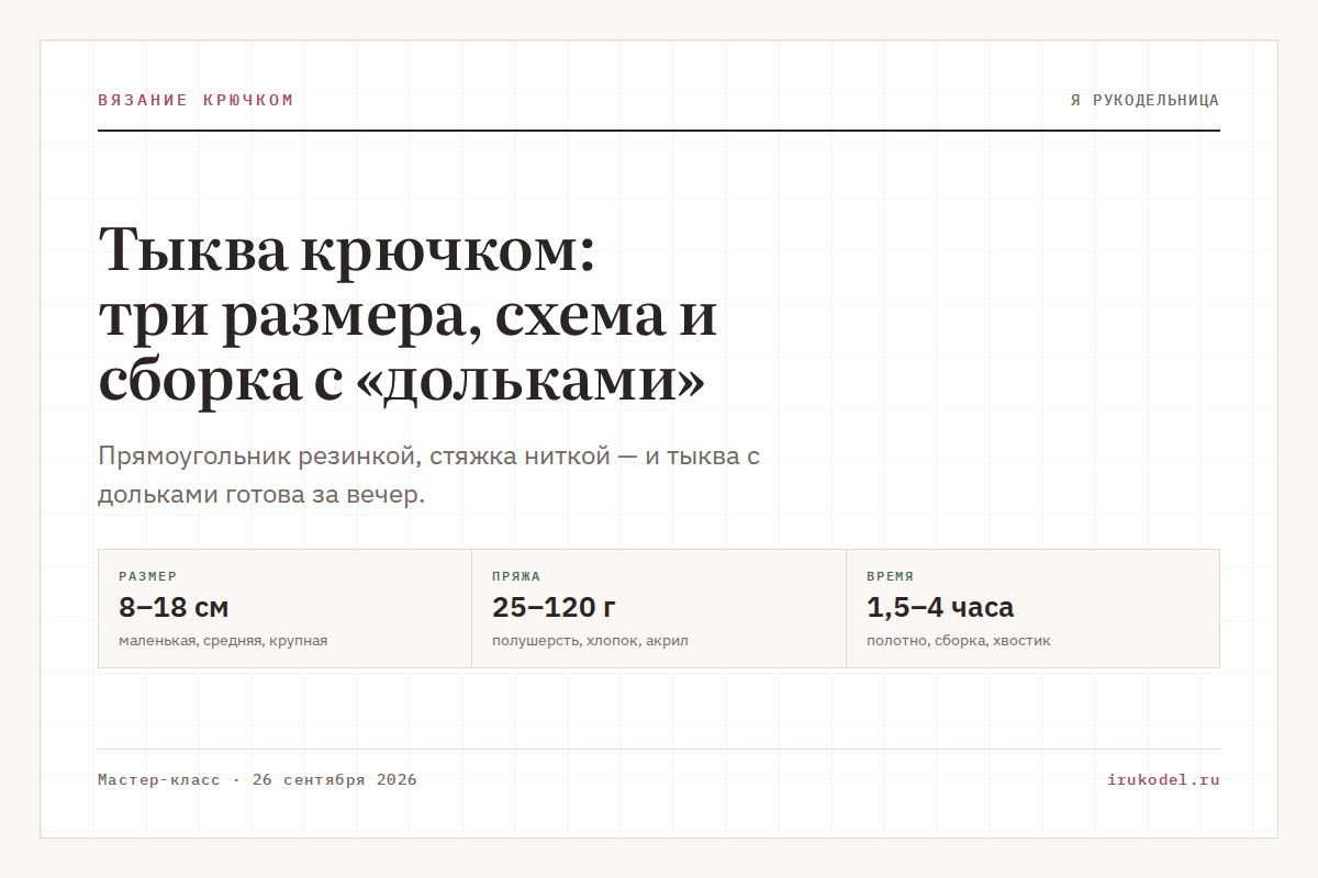 Тыква крючком: три размера, схема и сборка с «дольками»