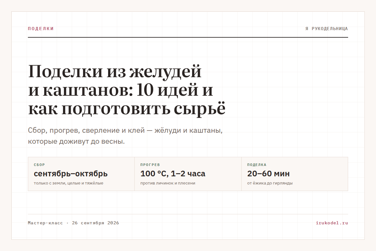 Поделки из желудей и каштанов: 10 идей и как подготовить сырьё