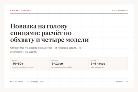 Повязка на голову спицами: расчёт по обхвату и четыре модели