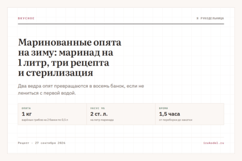 Маринованные опята на зиму: маринад на 1 литр, три рецепта и стерилизация