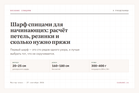 Шарф спицами для начинающих: расчёт петель, резинки и сколько нужно пряжи