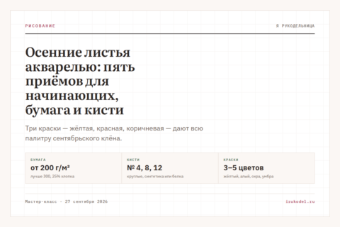 Осенние листья акварелью: пять приёмов для начинающих, бумага и кисти