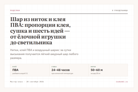 Шар из ниток и клея ПВА: пропорции клея, сушка и шесть идей — от ёлочной игрушки до светильника