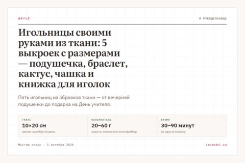 Игольницы своими руками из ткани: 5 выкроек с размерами — подушечка, браслет, кактус, чашка и книжка для иголок