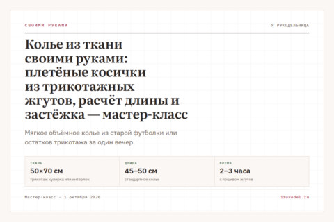 Колье из ткани своими руками: плетёные косички из трикотажных жгутов, расчёт длины и застёжка — мастер-класс
