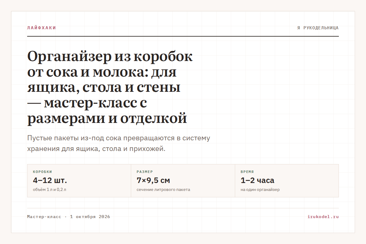 Органайзер из коробок от сока и молока: для ящика, стола и стены — мастер-класс с размерами и отделкой