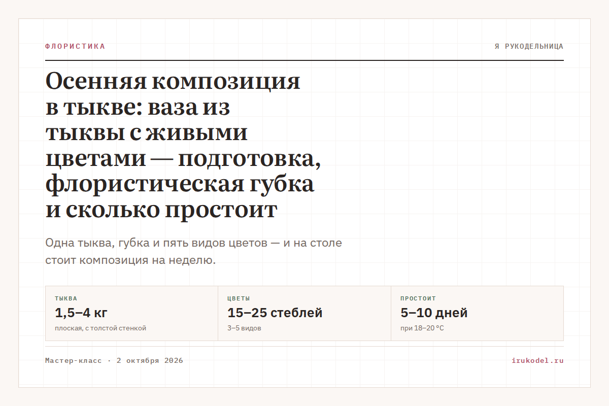 Осенняя композиция в тыкве: ваза из тыквы с живыми цветами — подготовка, флористическая губка и сколько простоит