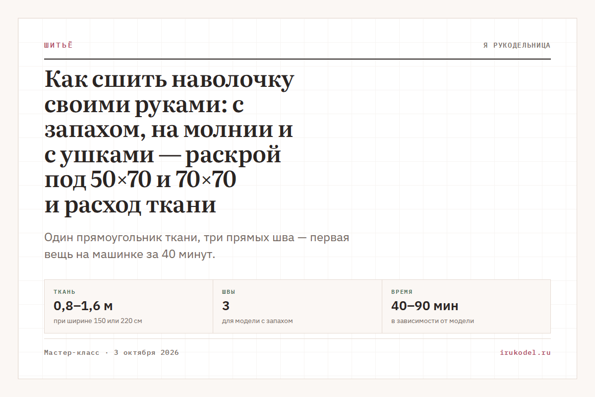 Как сшить наволочку своими руками: с запахом, на молнии и с ушками — раскрой под 50×70 и 70×70 и расход ткани