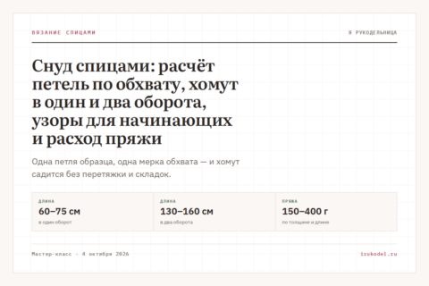 Снуд спицами: расчёт петель по обхвату, хомут в один и два оборота, узоры для начинающих и расход пряжи