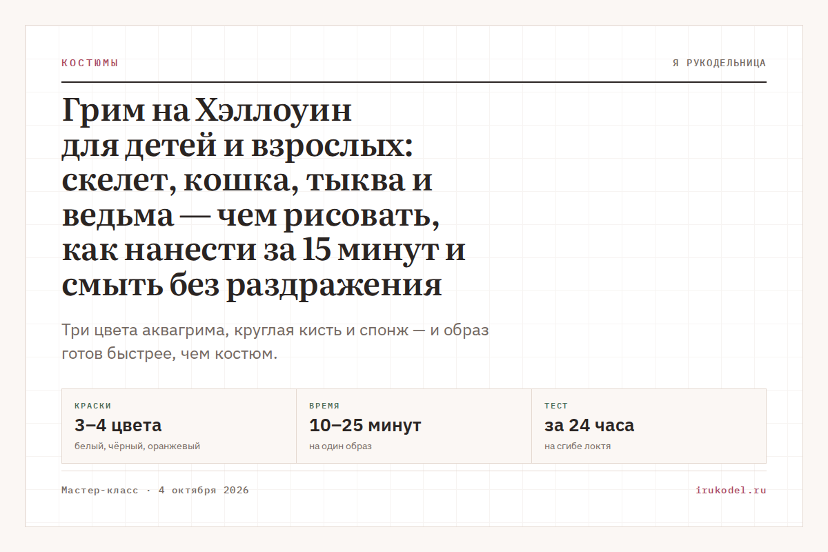 Грим на Хэллоуин для детей и взрослых: скелет, кошка, тыква и ведьма — чем рисовать, как нанести за 15 минут и смыть без раздражения