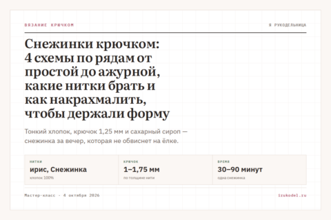 Снежинки крючком: 4 схемы по рядам от простой до ажурной, какие нитки брать и как накрахмалить, чтобы держали форму
